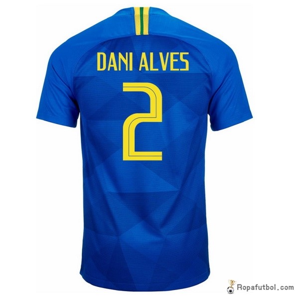 Camiseta Brasil Replica Segunda Ropa Dani Alves 2018 Azul